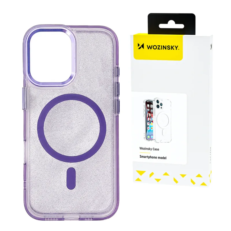 Wozinsky Glitter Case with Mag Safe pre Samsung Galaxy S25+ - fialové s trblietkami