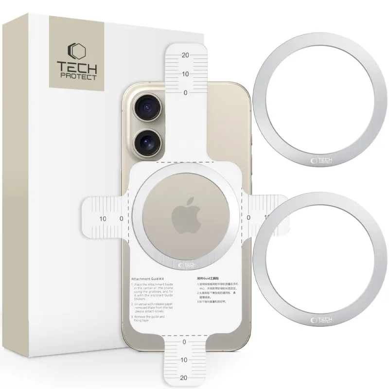 Tech-Protect MMP-110 2v1 MagSafe prsteň – strieborný/strieborný