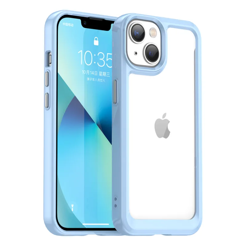 Pevný kryt Outer Space Case na iPhone 14 Plus s gélovým rámom modrej farby