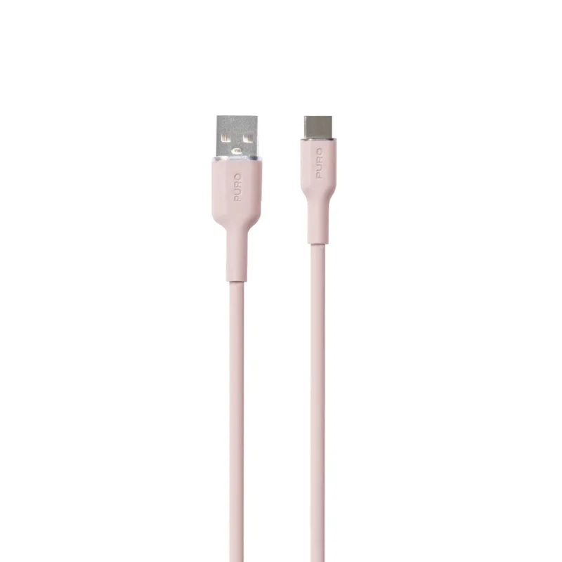Kábel Puro Soft USB-A - USB-C 1,5 m - ružový
