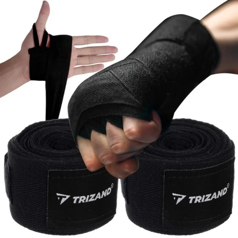 TRIZAND Boxerské bandáže 2 x 4 m čierna