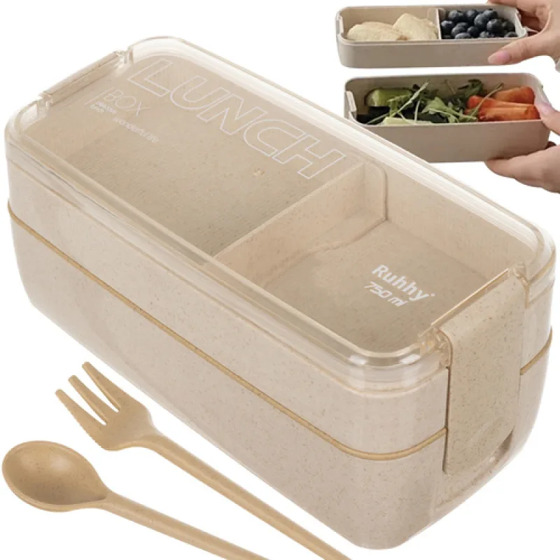 RUHHY 24528 Desiatový box termo s príborom 750 ml béžový
