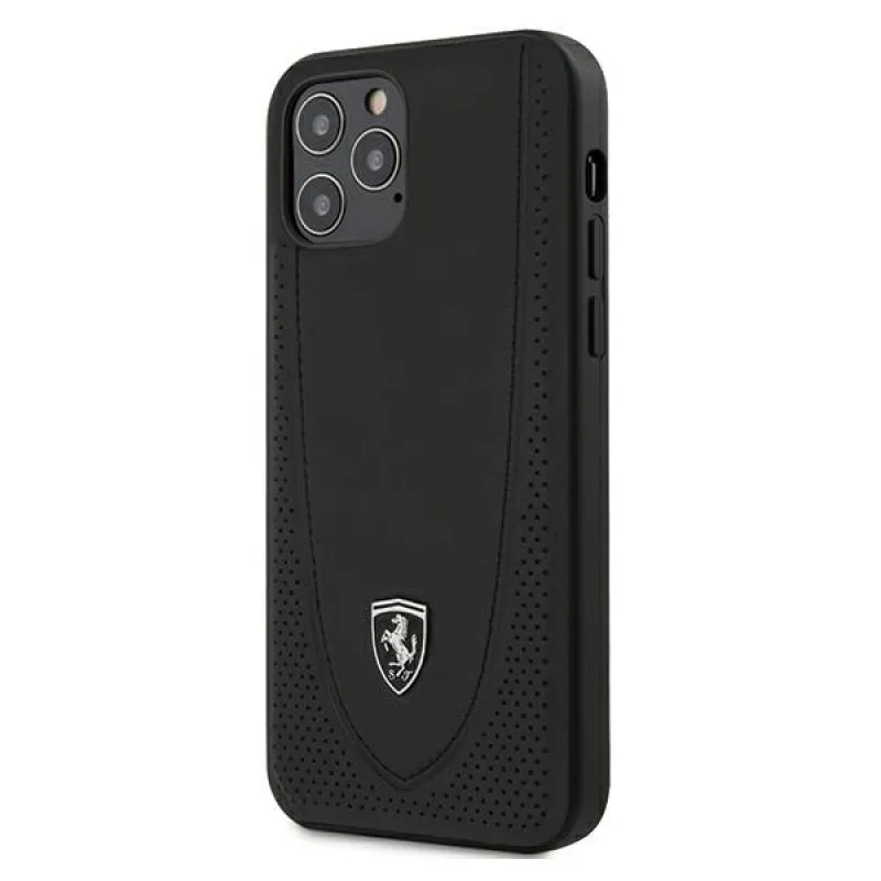 Pevné puzdro Ferrari FEOGOHCP12MBK iPhone 12/12 Pro 6,1" čierno/čierne Off Track perforované