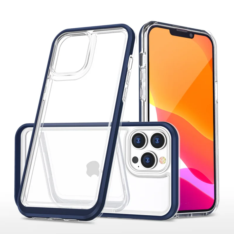 Priehľadné puzdro 3v1 pre iPhone 13 Pro Max Frame Cover Gel Blue