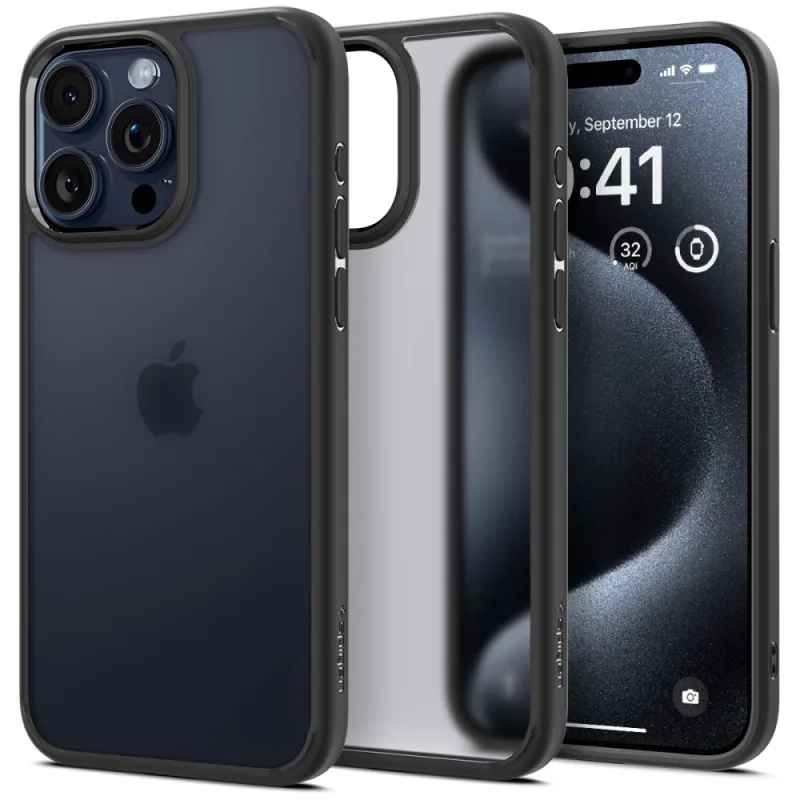 Puzdro Spigen Ultra Hybrid iPhone 15 Pro – priehľadné čierne