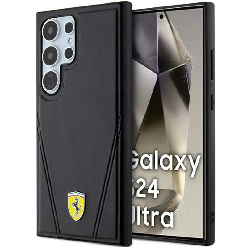 Puzdro Ferrari Hot Stamp V Lines MagSafe pre Samsung Galaxy S24 Ultra - čierne