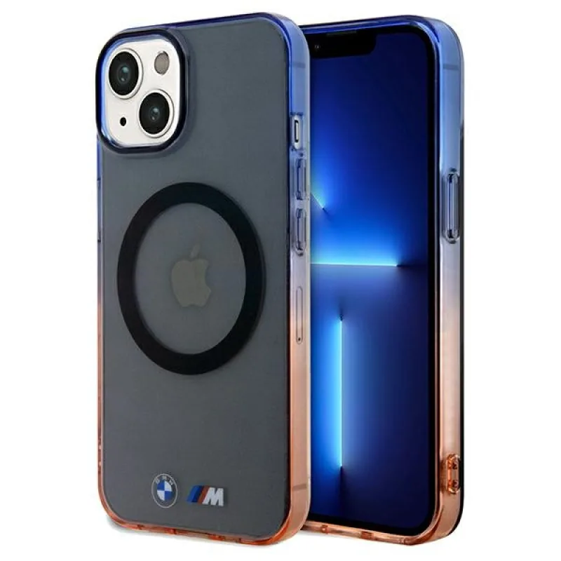 Puzdro BMW Gradient Bumper MagSafe pre iPhone 15 Plus / 14 Plus – šedé