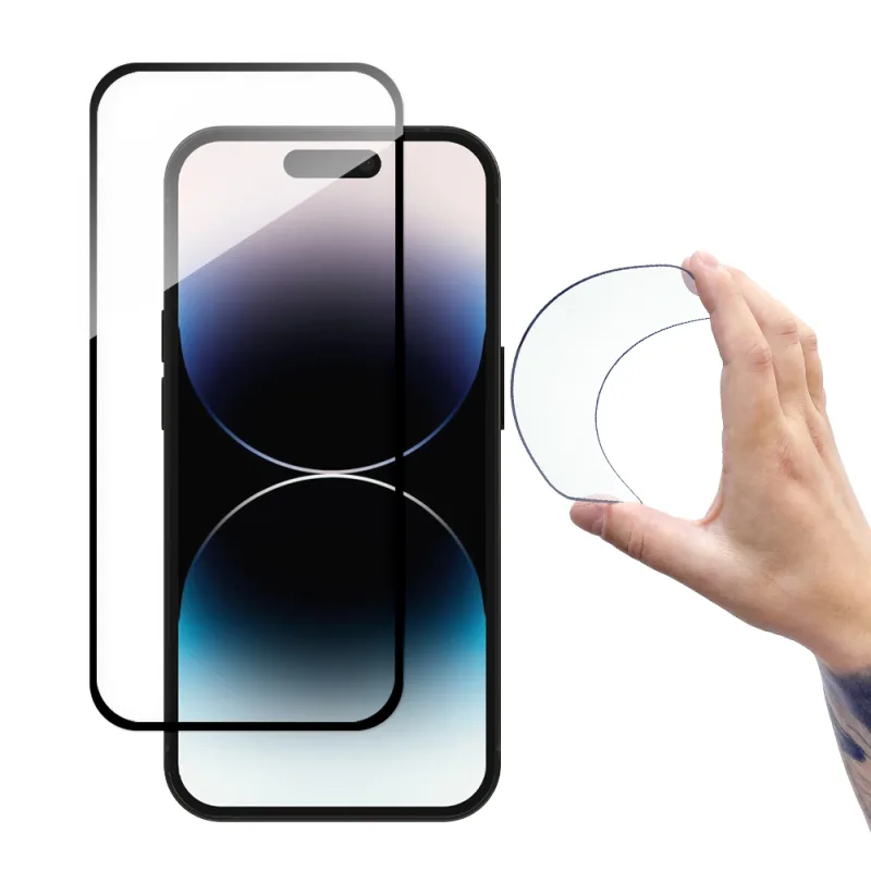 Wozinsky Full Cover Flexi Nano Glass tvrdené sklo pre iPhone 14 Pro flexibilné s čiernym rámom