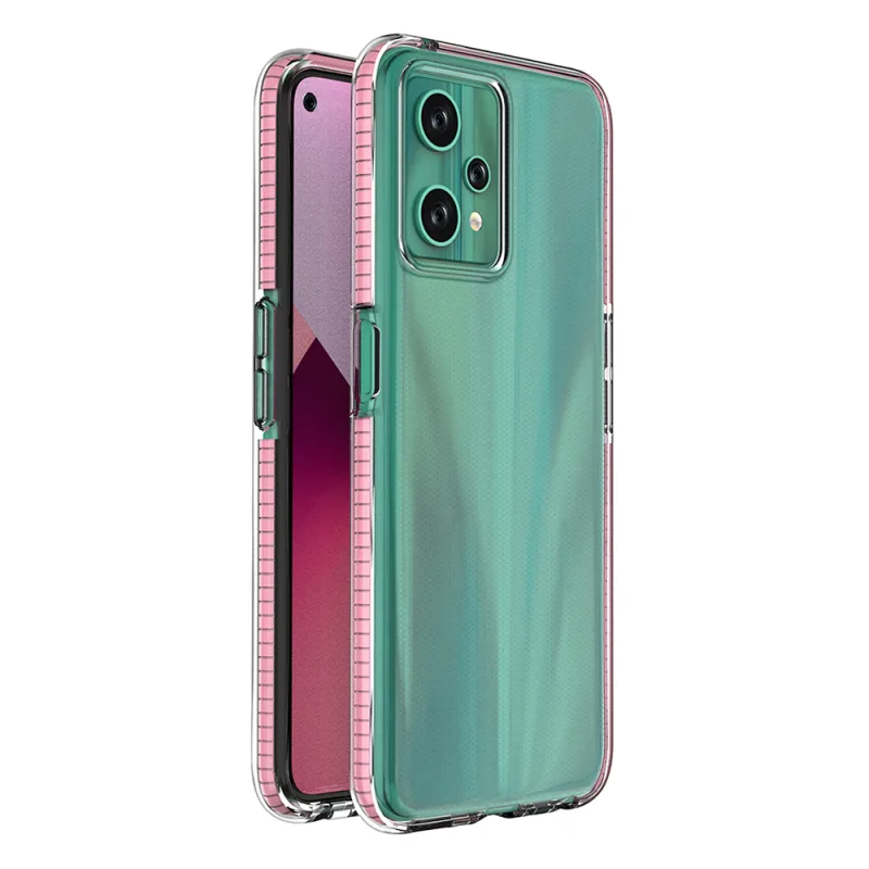 Pružinové puzdro na silikónový kryt Realme 9 Pro s rámom svetloružovej farby