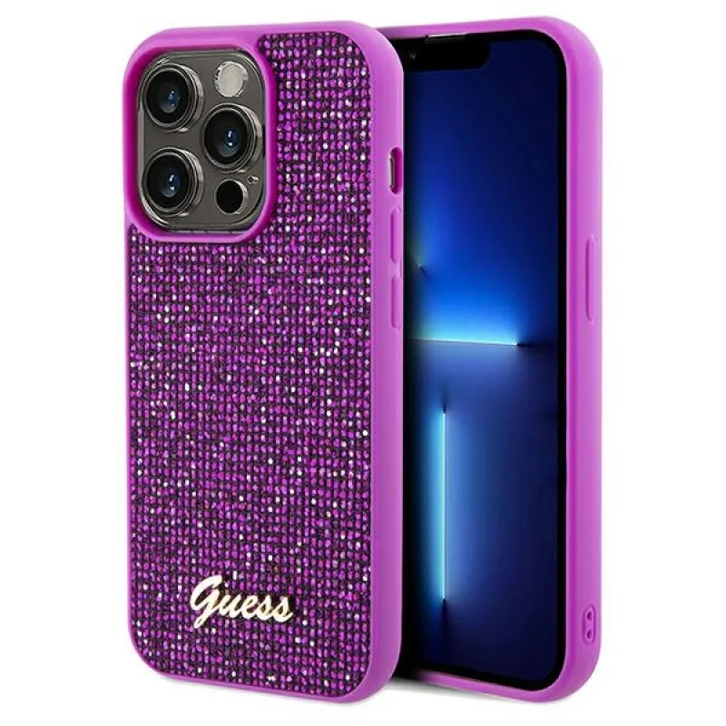 Puzdro Guess Disco Metal Script pre iPhone 14 Pro Max - fuchsiové