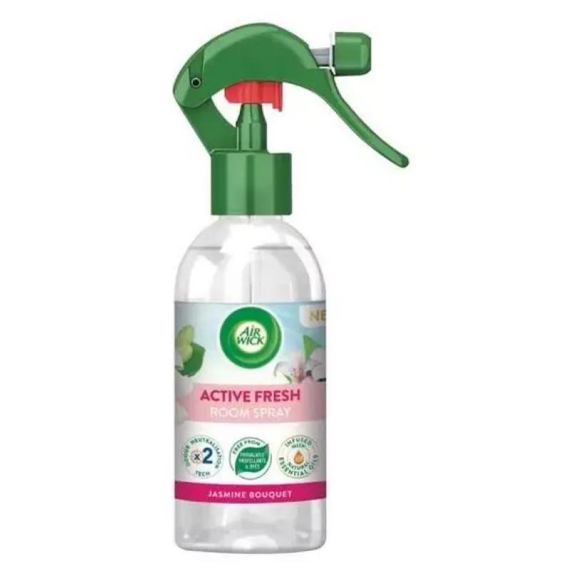 Air Wick Active Fresh Svieža rosa a biely jazmín Osviežovač vzduchu v spreji 237 ml