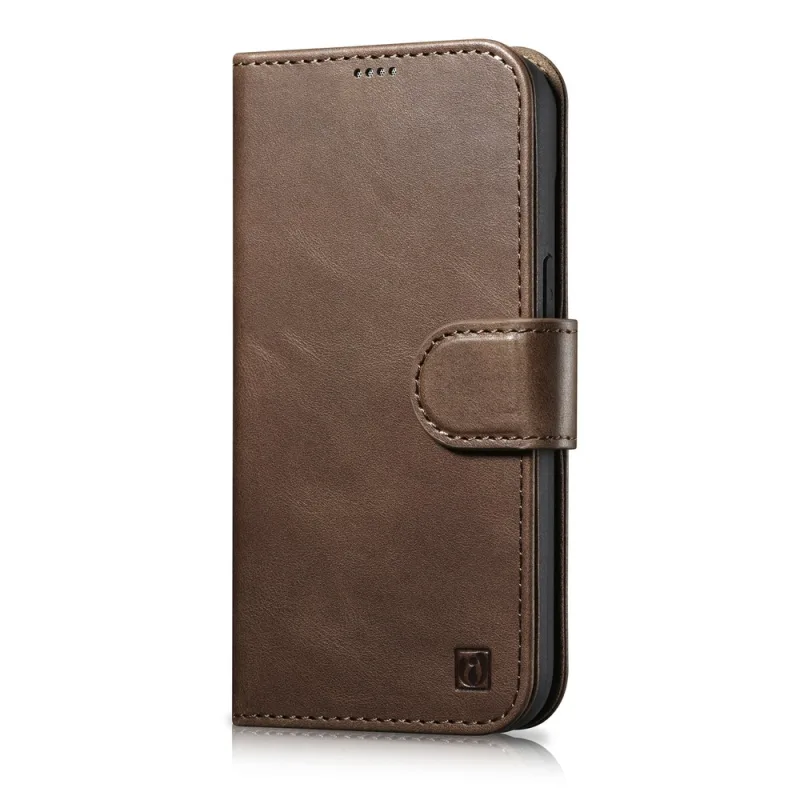 Kožené flipové puzdro na iPhone 14 Plus s ochranou proti RFID 2v1 na iCarer Oil Wax Wallet Case (WMI14220723-BN)