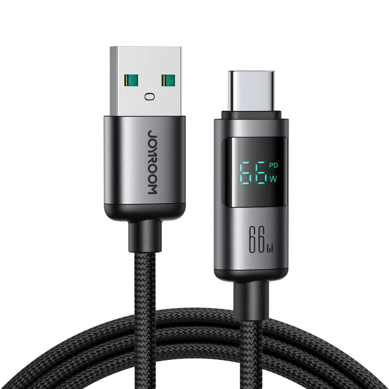 Kábel Joyroom S-A16 Pro Prism Series 66 W USB-A – USB-C s displejom 1,2 m – čierny