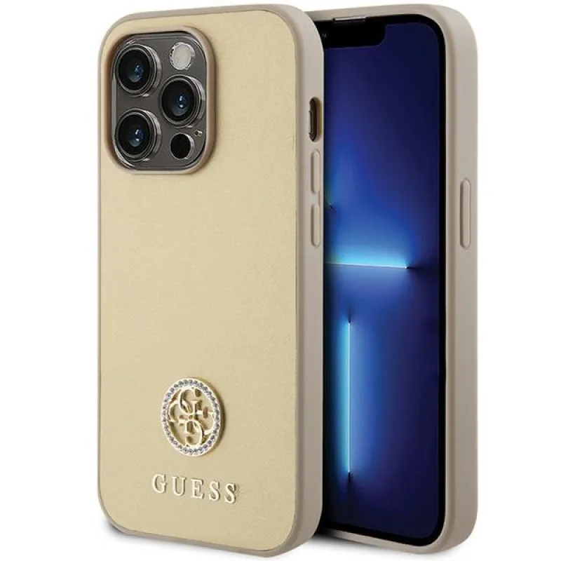 Guess GUHCP15LPS4DGPD iPhone 15 Pro 6,1" zlaté/zlaté pevné puzdro Strass Metal Logo
