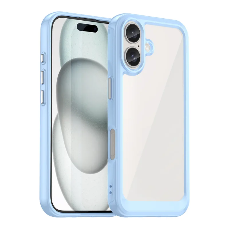 Puzdro Outer Space s gélovým rámom pre iPhone 16 – modré