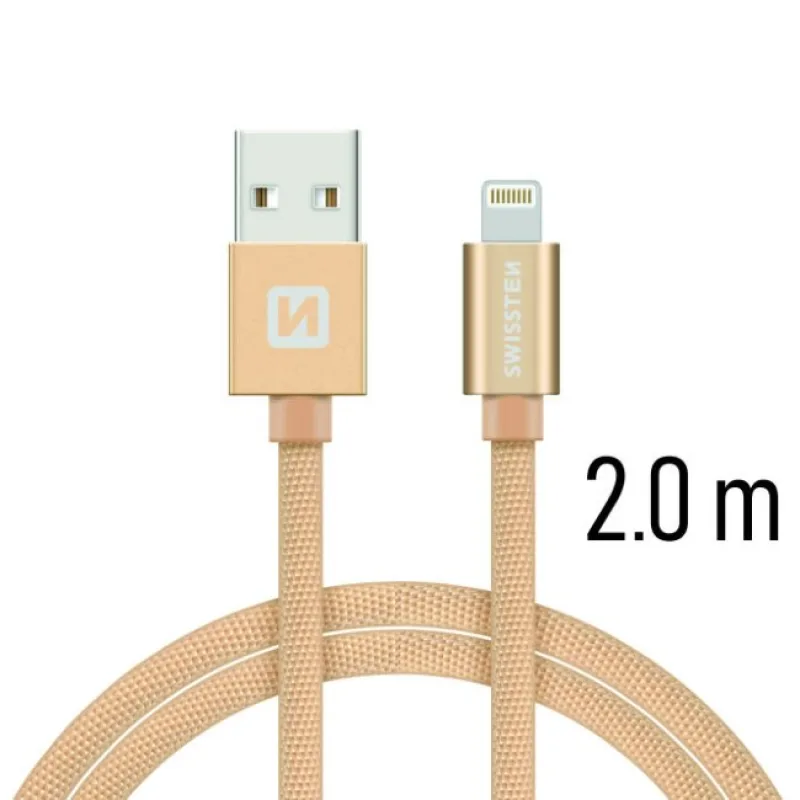 Swissten Data Cable Textile USB / Lightning 2 m, gold