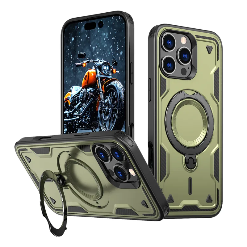 Trendy puzdro Hybrid Armor s MagSafe pre iPhone 16 Pro – zelené