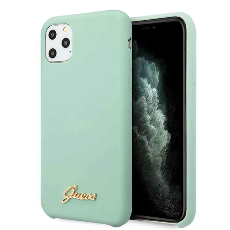 Guess GUHCN65LSLMGG iPhone 11 Pro Max zelený/zelený pevný obal Silicone Vintage Gold Logo