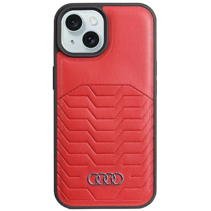 Audi puzdro zo syntetickej kože s MagSafe pre iPhone 15 Plus / 14 Plus - červené