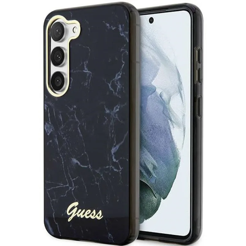 Guess GUHCS23MPCUMAK S23 +S916 čierne/čierne pevné puzdro Marble