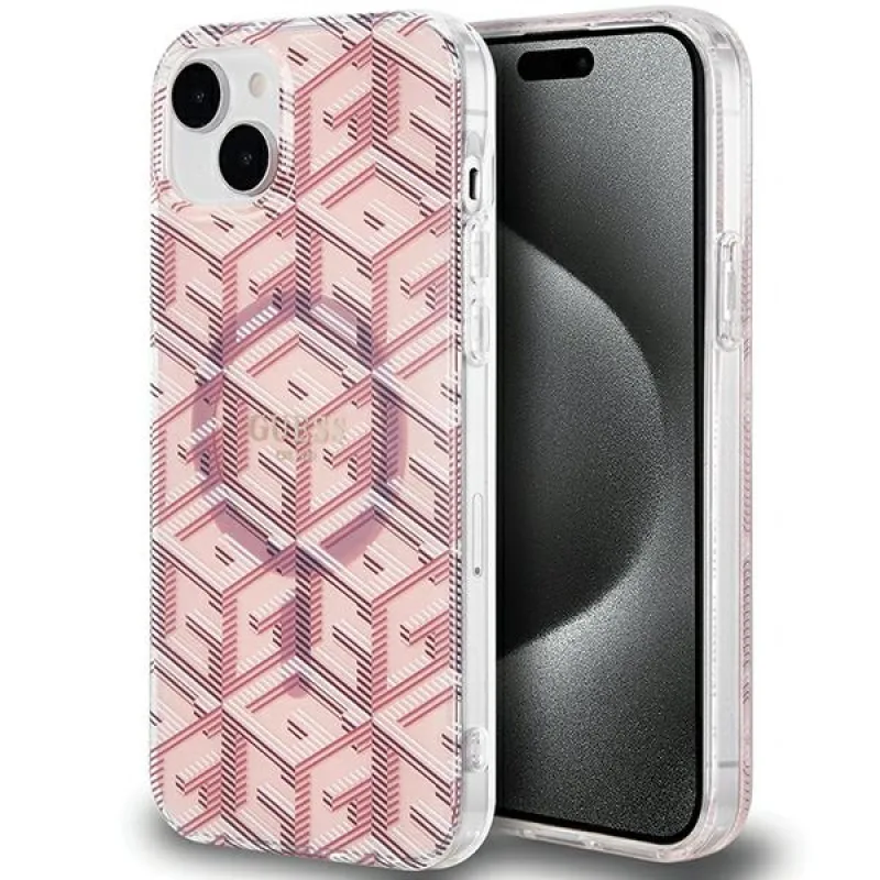 Puzdro Guess IML GCube MagSafe pre iPhone 15 Plus / 14 Plus - ružové