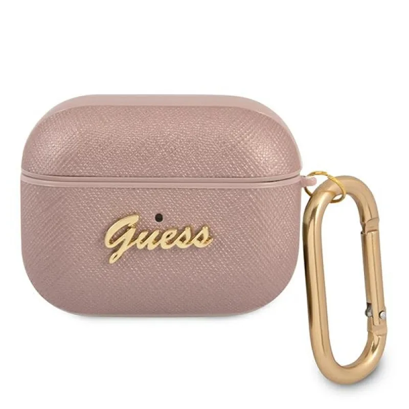 Guess GUAPSASMP kryt AirPods Pro ružový/ružový Saffiano Script Metal Collection