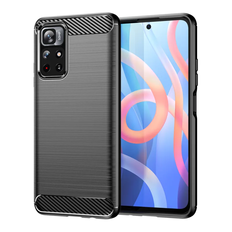 Carbon Case Flexible Cover Sleeve pre Xiaomi Redmi Note 11 black