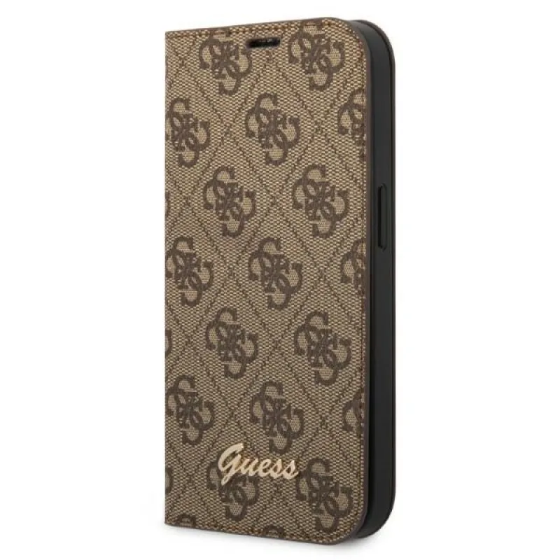 Guess GUBKP14XHG4SHW iPhone 14 Pro Max 6,7" hnedá/hnedá kniha 4G Vintage Gold Logo