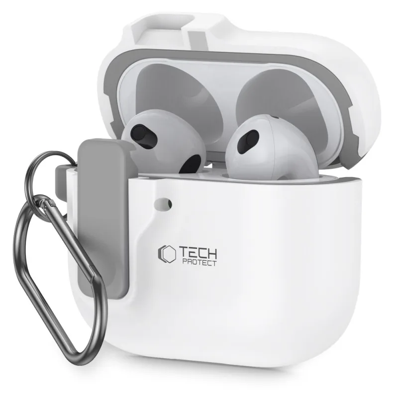 Puzdro Tech-Protect Slim Hook Case pre AirPods 4 – biele