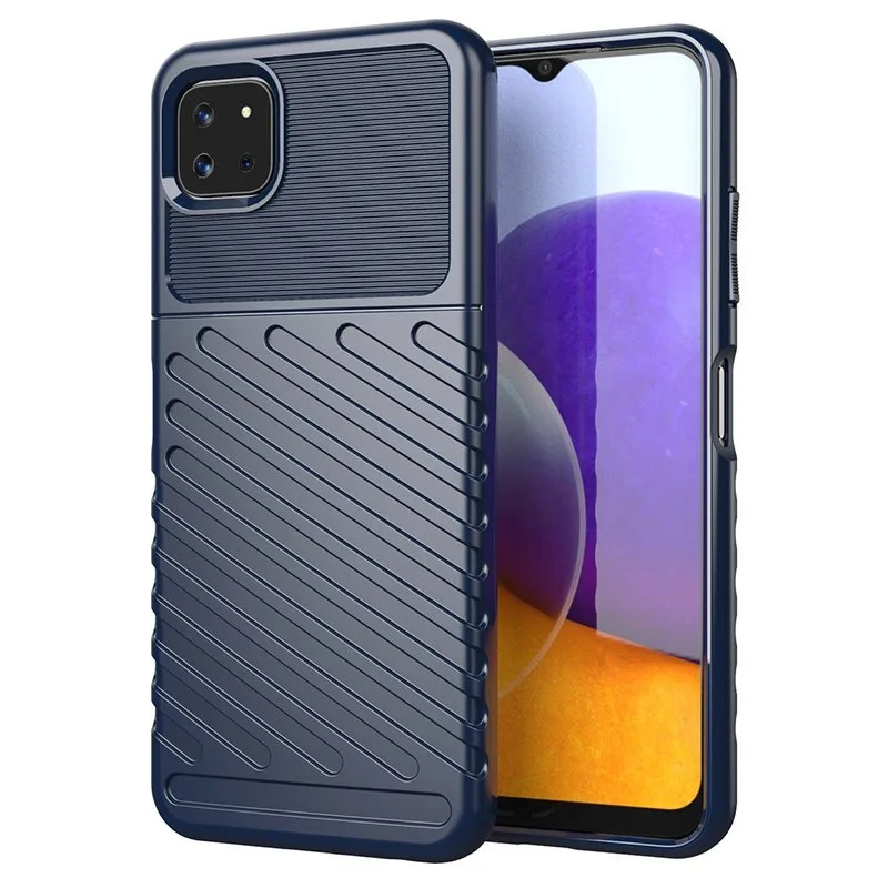 Thunder Case Flexibilné Tough Rugged Cover TPU puzdro pre Samsung Galaxy A22 5G modré