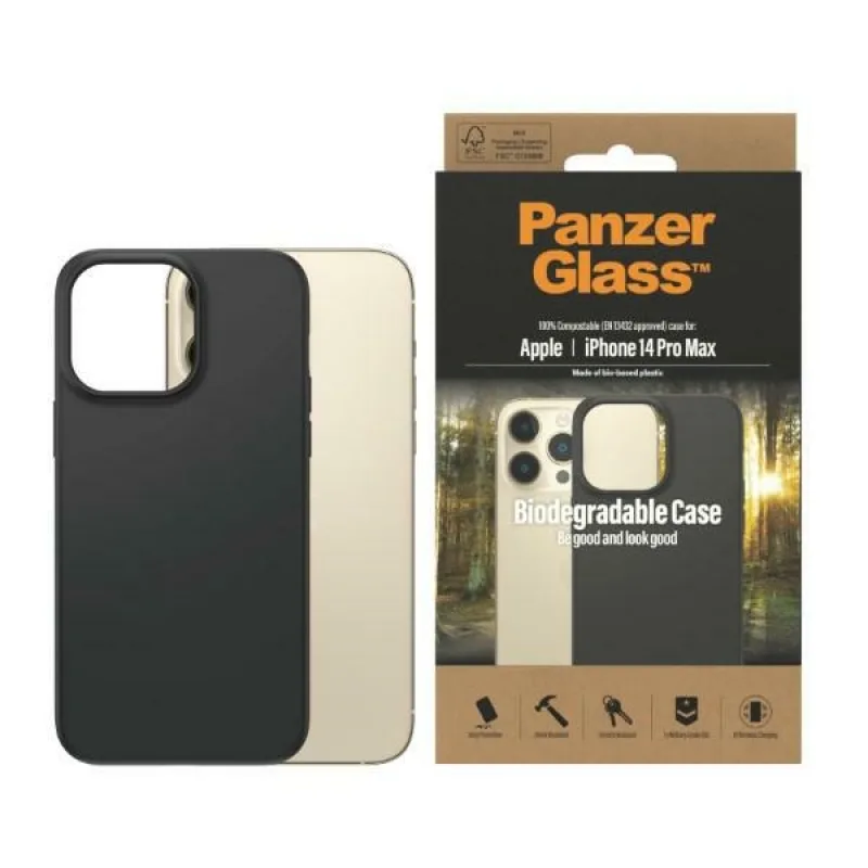 Biodegradabilné puzdro PanzerGlass pre iPhone 14 Pro Max - čierne