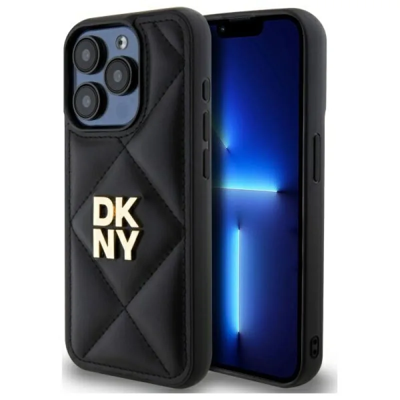 Puzdro DKNY Quilted Stack Logo iPhone 15 Pro – čierne