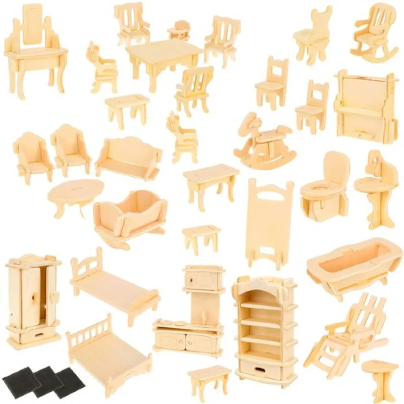 KRUZZEL 3D puzzle nábytok pre bábiky 34 ks