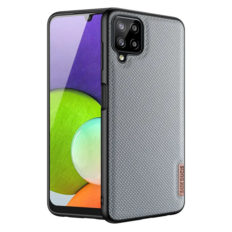 Puzdro Dux Ducis Fino pokryté nylonovým materiálom pre Samsung Galaxy A22 4G šedé