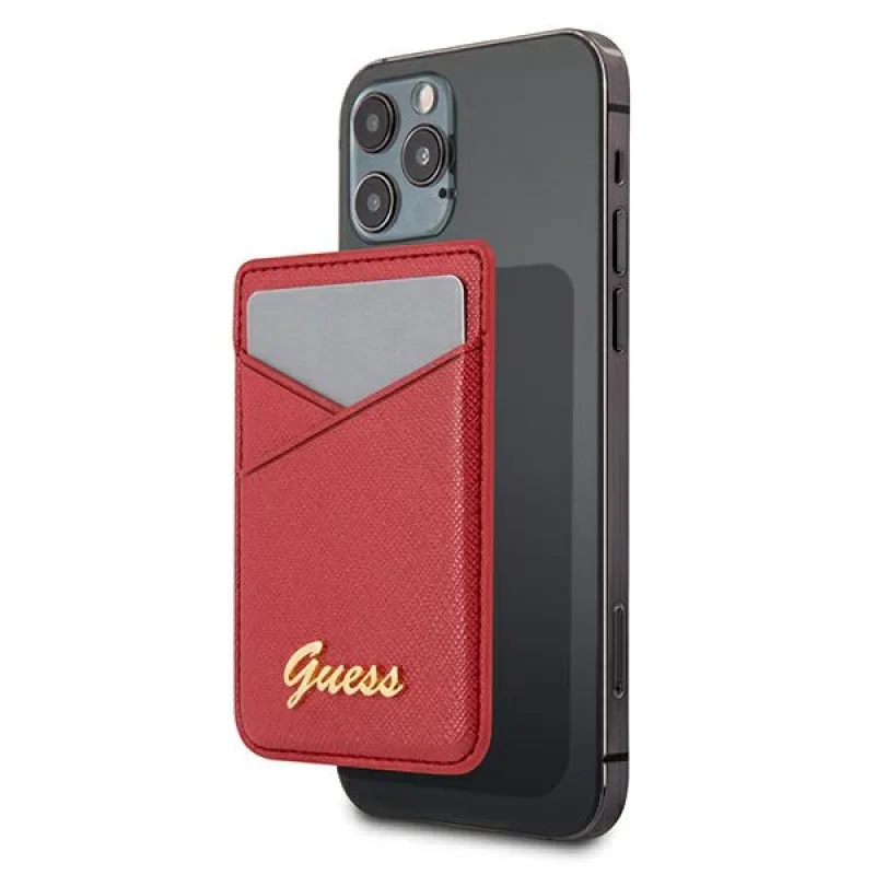 Slot na kartu Guess Wallet GUWMSSASLRE MagSafe Saffiano červená/červená