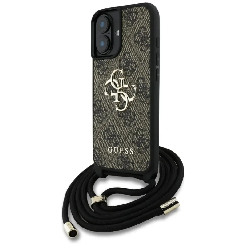 Crossbody puzdro Guess 4G Big Logo Cord Stap pre iPhone 16 hnedé
