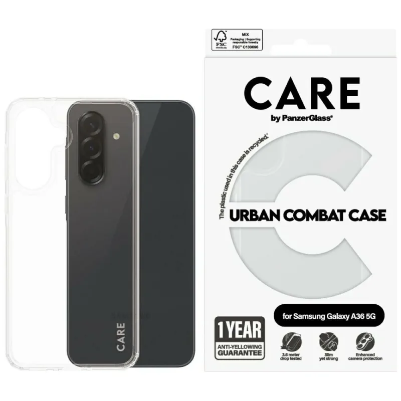 CARE by PanzerGlass Flagship Urban Combat Case pre Samsung Galaxy A36 5G – priehľadné