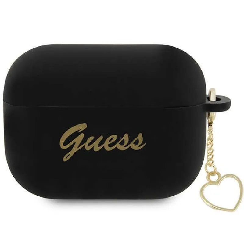 Guess GUAP2LSCHSK kryt AirPods Pro 2 black/black Silicone Charm Heart Collection