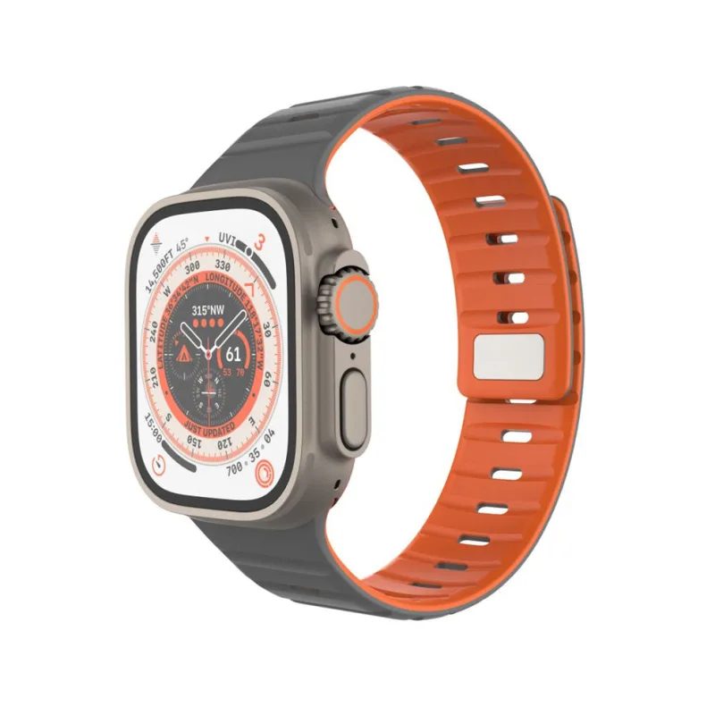 FIXED Silicone Magnetic Strap pre Apple Watch 42/44/45/49mm, svetlo šedý