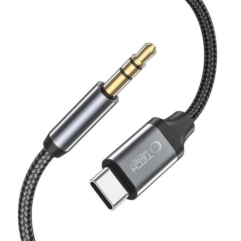 Tech-Protect UltraBoost audio kábel USB-C / 3,5 mm mini jack kábel 1 m - čierny
