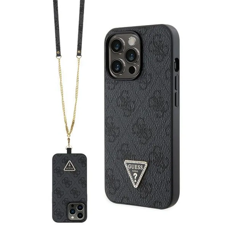 Puzdro Guess GUHCP13LP4TDSCPK pre iPhone 13 Pro / 13 - čierne crossbody 4G kovové logo