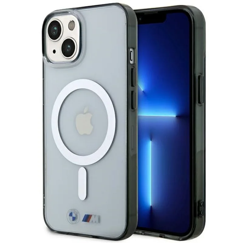 BMW BMHMP14SHCRS iPhone 14 6,1" puzdro transparentné pevné puzdro Silver Ring MagSafe