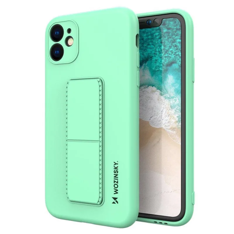 Wozinsky Kickstand Case iPhone 12 Pro Max silikónové puzdro so stojanom Mint