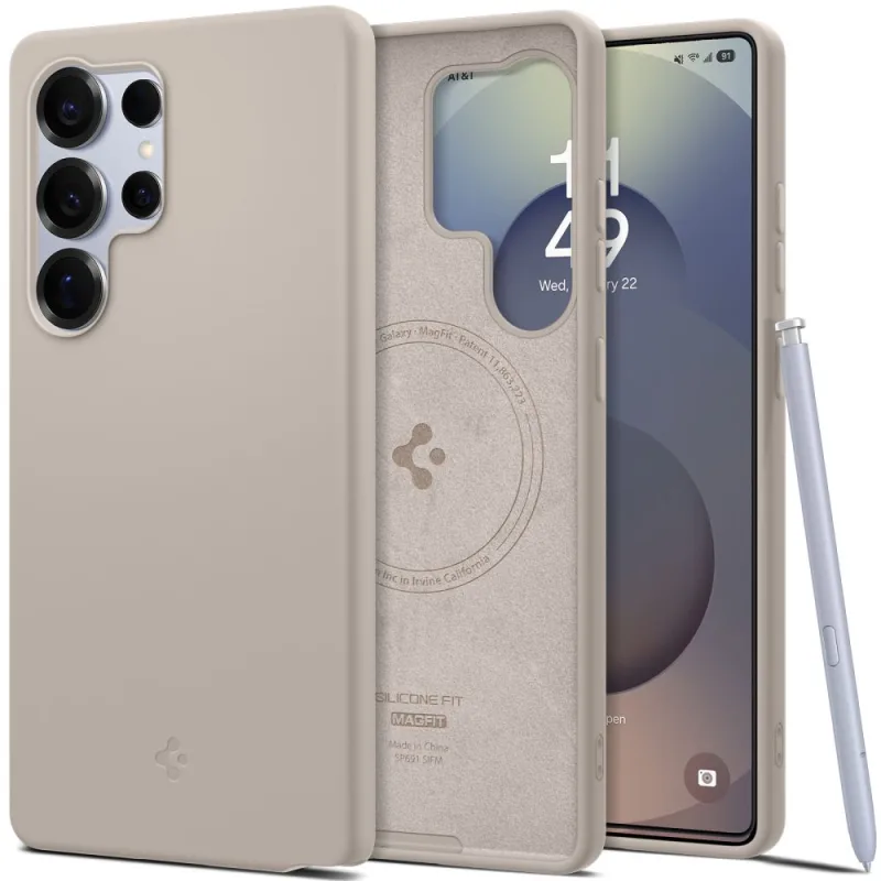 Puzdro Spigen Silicone Fit Mag pre Samsung Galaxy S25Ultra - titánové
