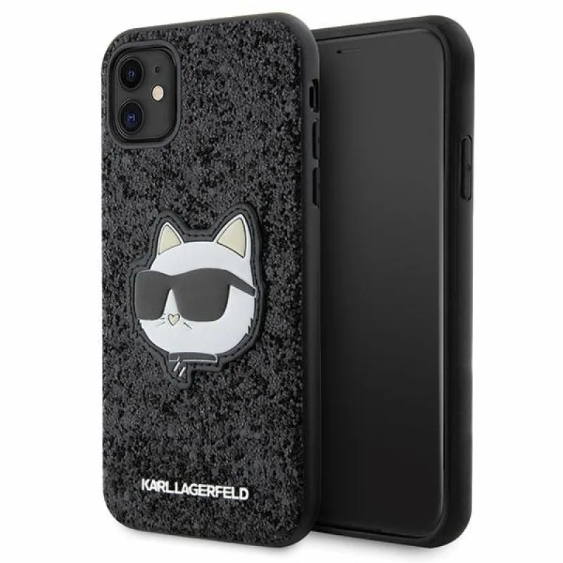 Karl Lagerfeld KLHCN61G2CPK iPhone 11 / Xr 6,1" čierne/čierne pevné puzdro Glitter Choupette Patch