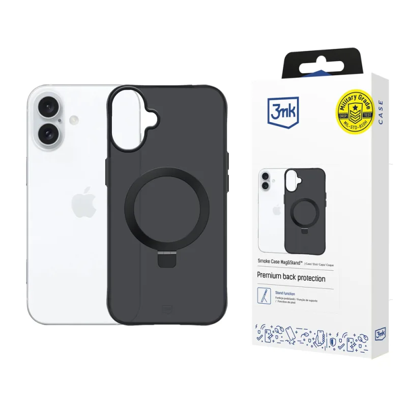 3mk Smoke Case Mag&Stand pre iPhone 17 - čierny