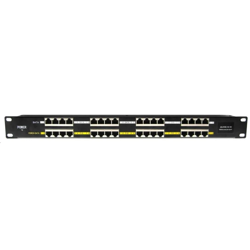 POE injektor pasivní - 16x 100 Mb/ s, stíněný panel INJ-PAN16ST