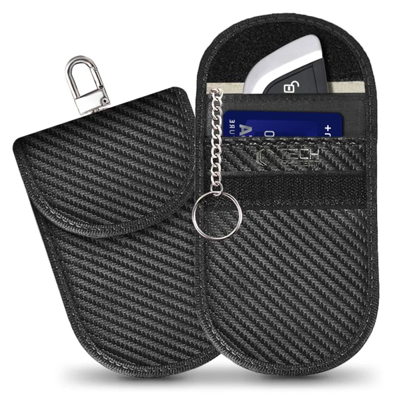 Puzdro na kľúče do auta Tech-Protect KLR100 s blokovaním RFID – čierne – uhlíkové