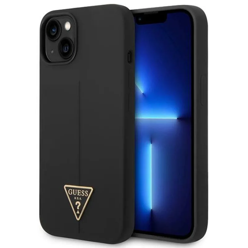 Pevné puzdro Guess GUHCP14MSLTGK iPhone 14 Plus 6,7" čierno/čierny silikónový trojuholník