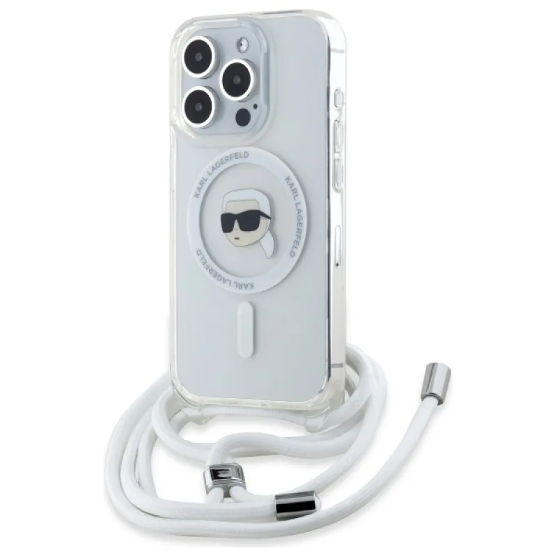 Puzdro Karl Lagerfeld Crossbody IML Karl Head Magsafe pre iPhone 16 Pro – priehľadné